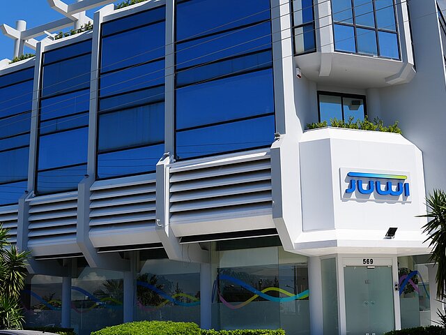 JUWI Headquarters in Greece with JUWI logo at the entrance